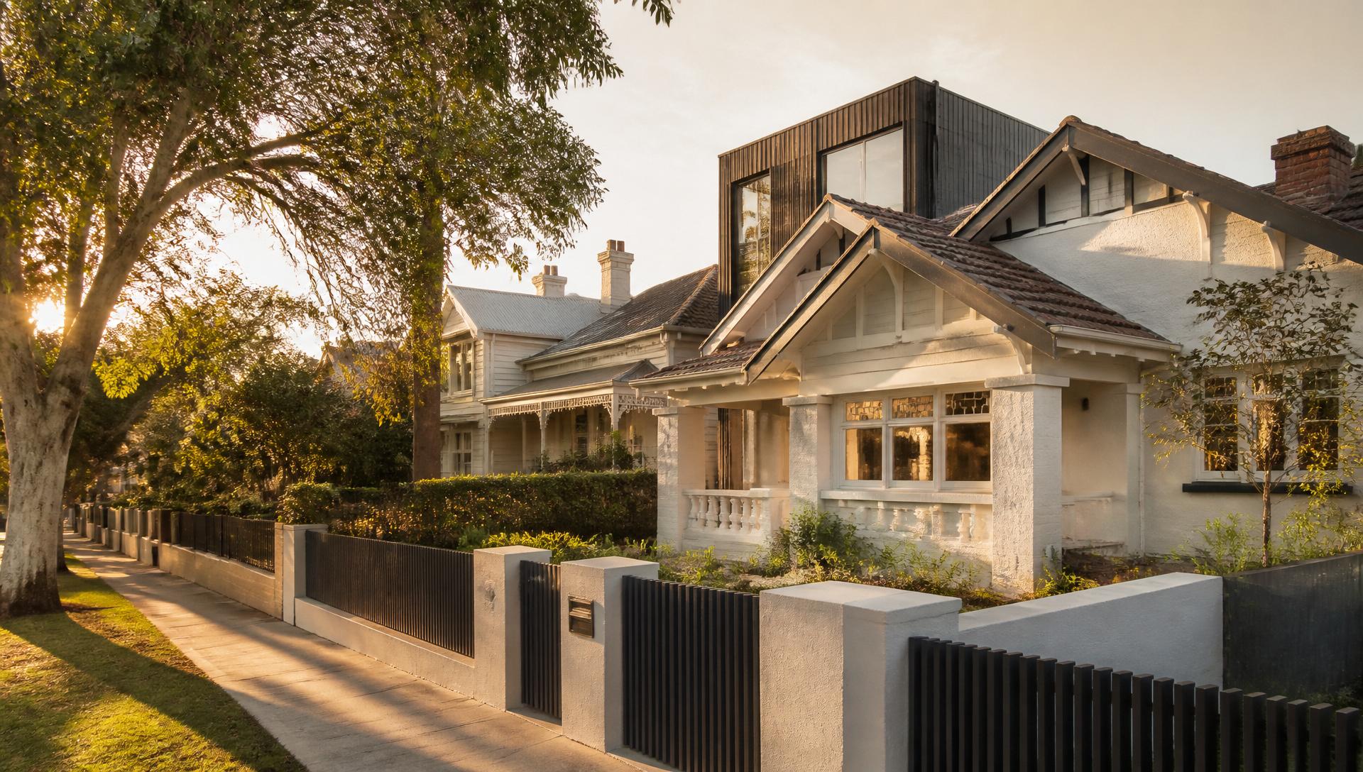 Warm Melbourne streetscape with renovated family homes